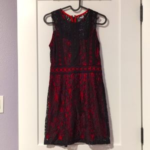 NWT Black Lace over Red Skater Dress Sz XS